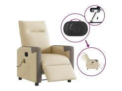 Poltrona| Poltrona de massagens reclinável elétrica tecido SHL359604 Creme