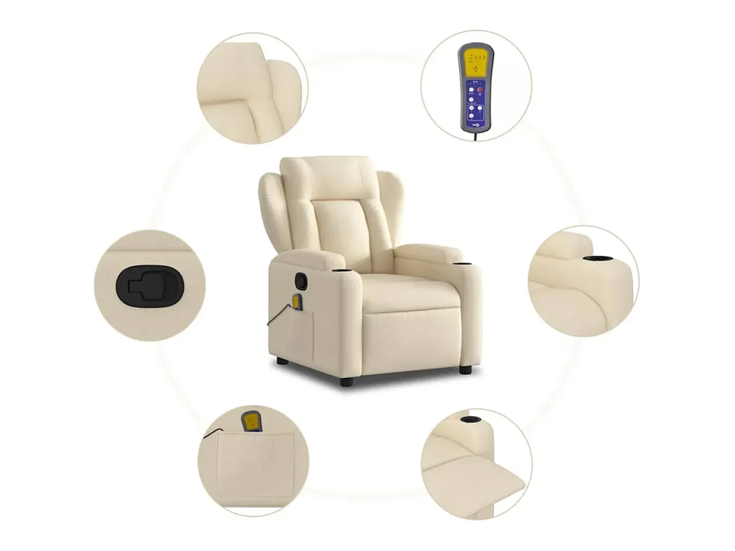 vidaxl Poltrona de massagens reclinável tecido cor^ Poltrona
