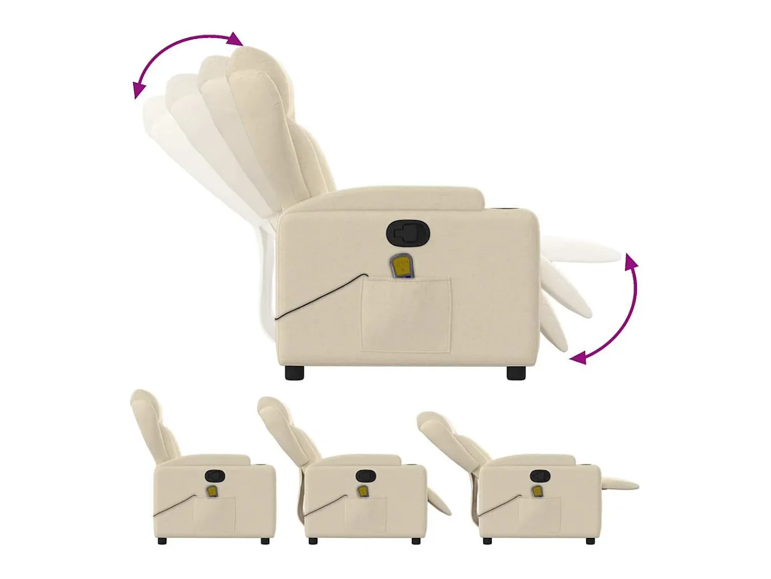 vidaxl Poltrona de massagens reclinável tecido cor^ Poltrona