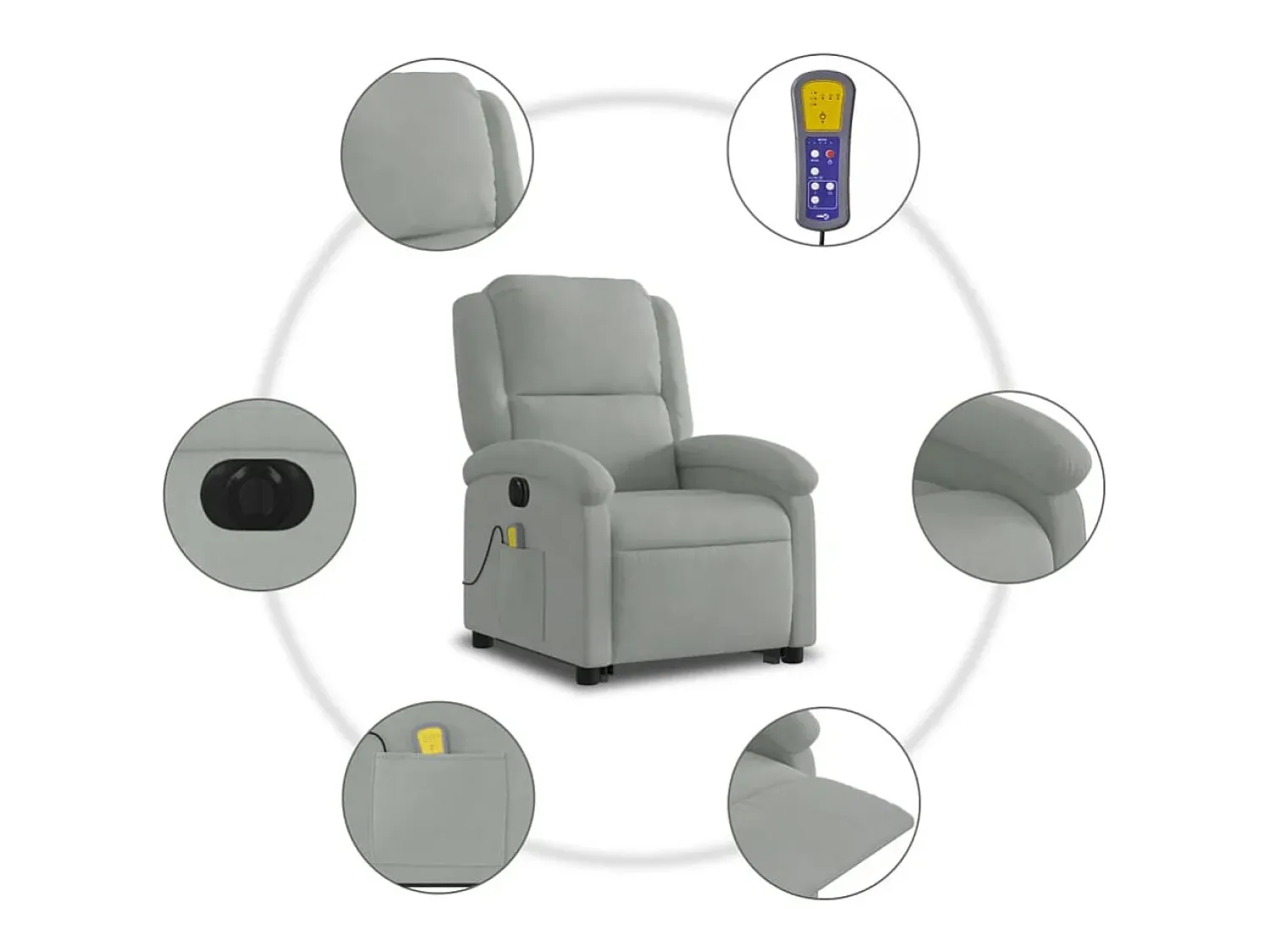 Poltrona* Poltrona de massagens reclinável elétrica veludo -claro SHL405774 Cinzento
