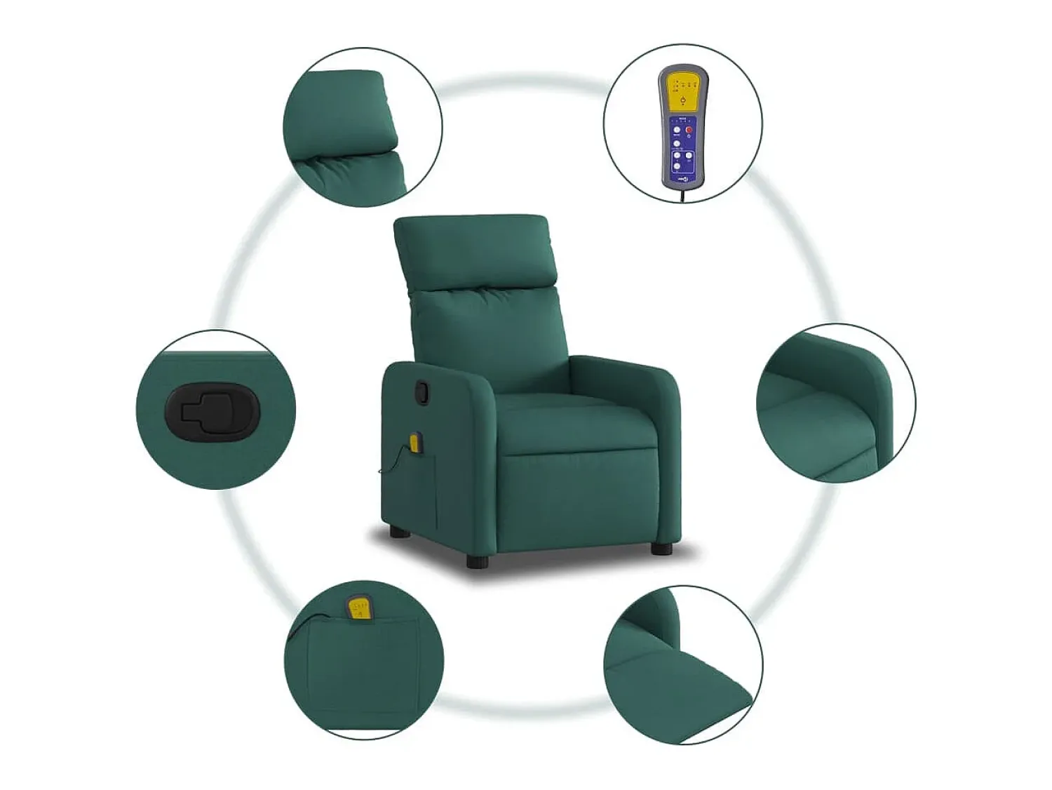 Poltrona| Poltrona de massagens reclinável tecido verde-escuro SHL711002 Verde pinho