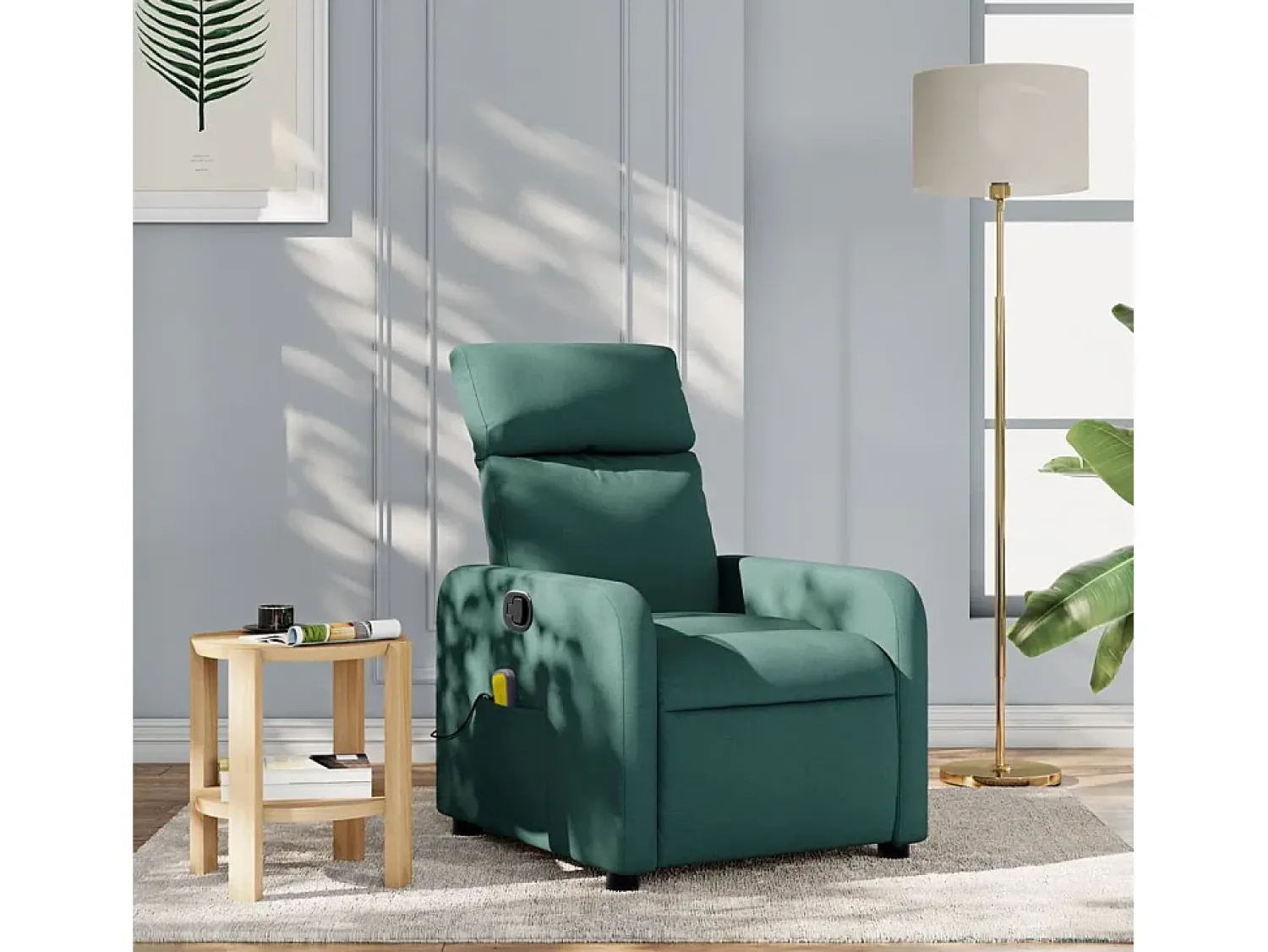 Poltrona| Poltrona de massagens reclinável tecido verde-escuro SHL711002 Verde pinho