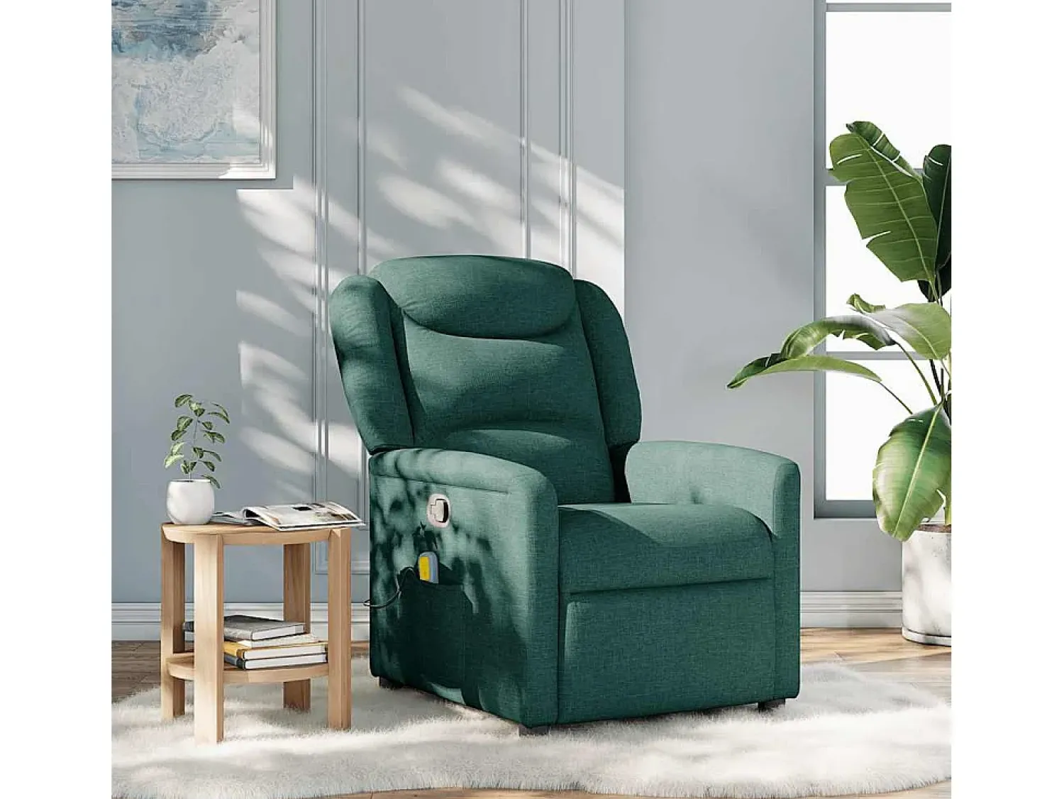 Outlet Poltrona de massagens reclinável tecido verde-escuro SHL600660 Verde pinho