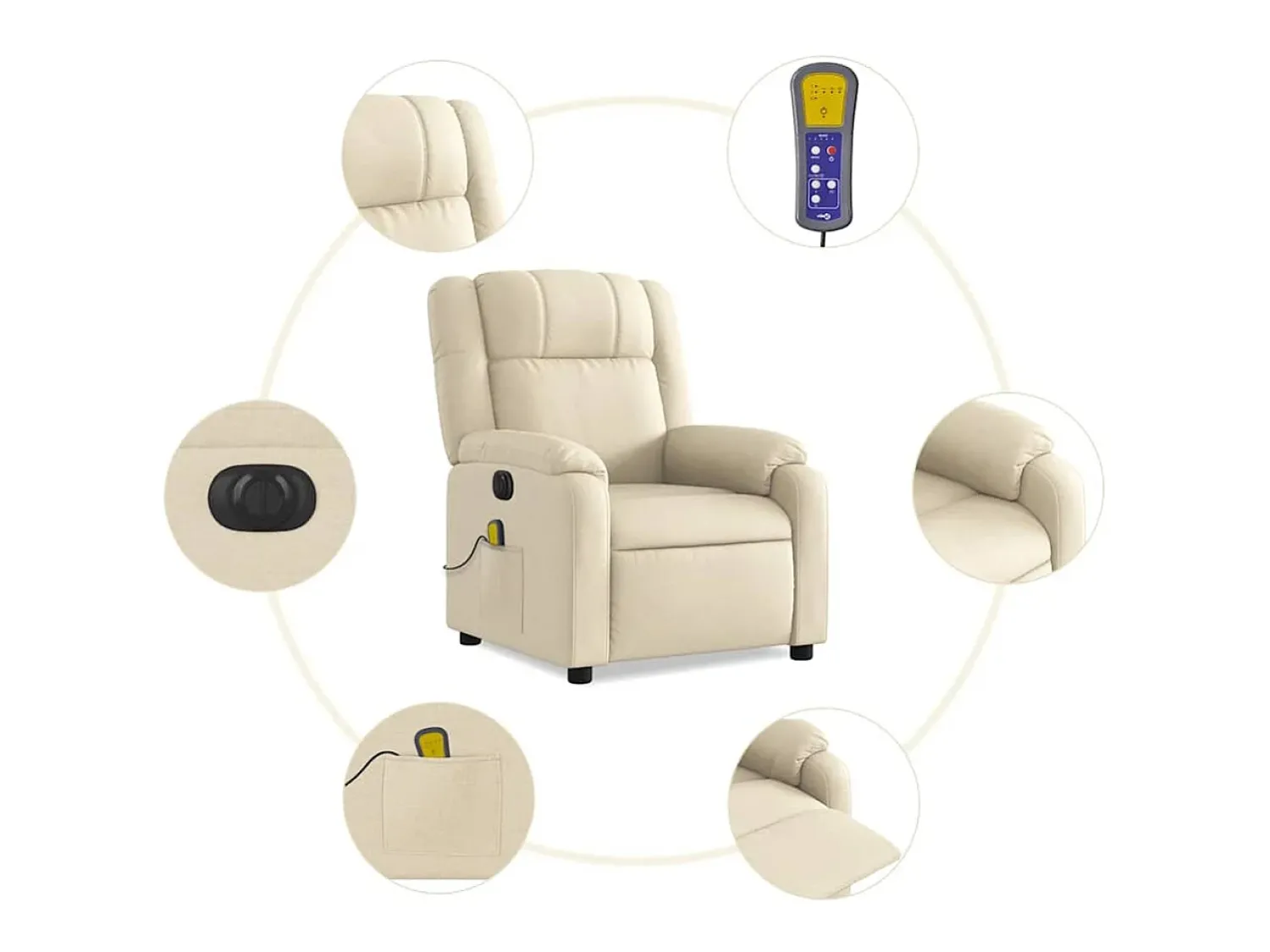 Poltrona| Poltrona de massagens reclinável elétrica tecido SHL440916 Creme