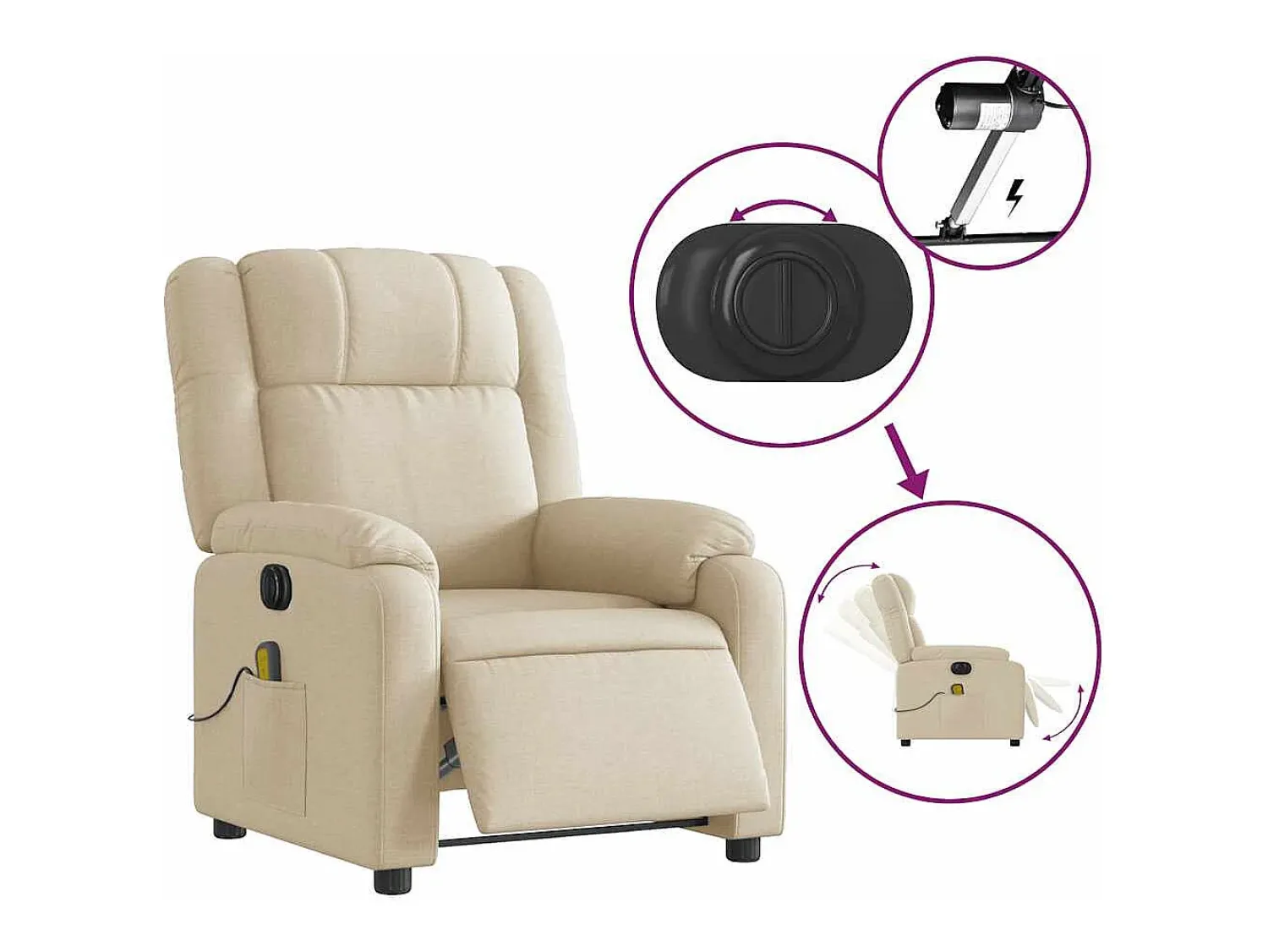 Poltrona| Poltrona de massagens reclinável elétrica tecido SHL440916 Creme