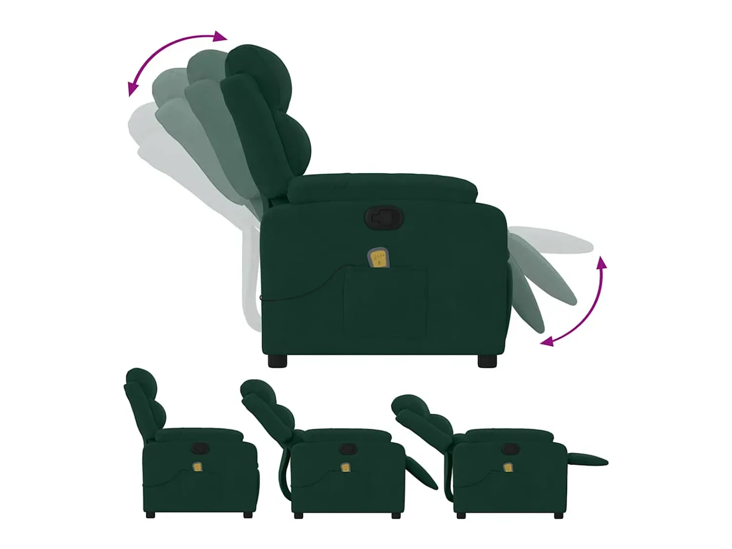 Best vidaxl Poltrona de massagens reclinável veludo -escuro Verde