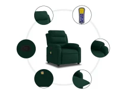 Best vidaxl Poltrona de massagens reclinável veludo -escuro Verde