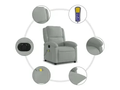 Best Poltrona de massagens reclinável elétrica veludo -claro SHL675723 Cinzento
