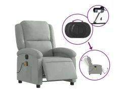 Best Poltrona de massagens reclinável elétrica veludo -claro SHL675723 Cinzento