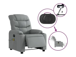 Poltrona de massagens reclinável elétrica tecido -claro SHL800695 Cinzento