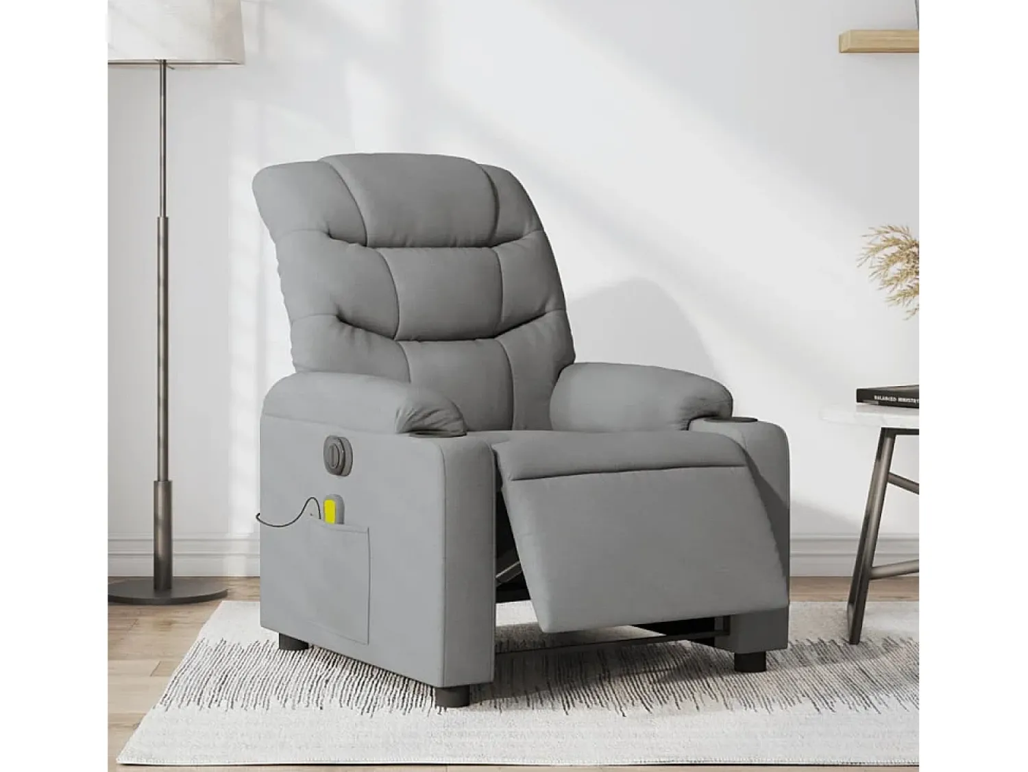 Poltrona de massagens reclinável elétrica tecido -claro SHL800695 Cinzento