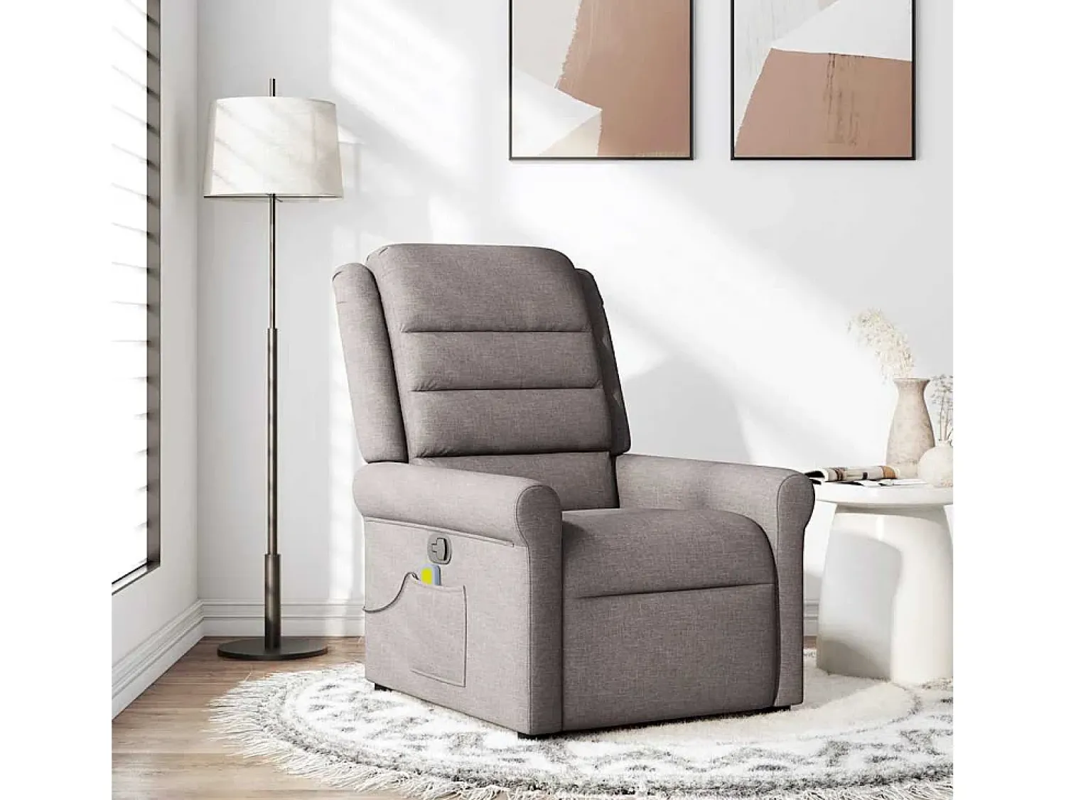 Sale Poltrona de massagens reclinável tecido cinzento-acastanhado SHL202385 Taupe