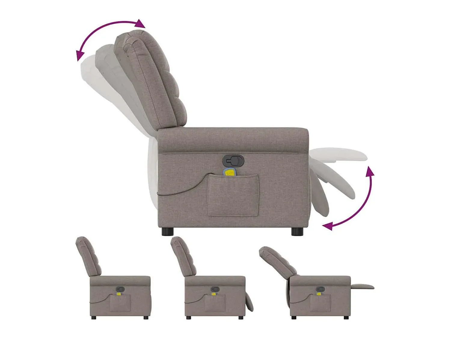 Sale Poltrona de massagens reclinável tecido cinzento-acastanhado SHL202385 Taupe