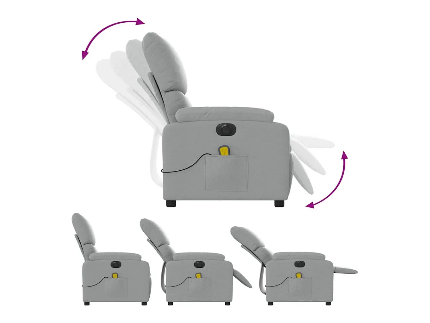 Poltrona de massagens reclinável elétrica tecido -claro SHL919485^ Poltrona