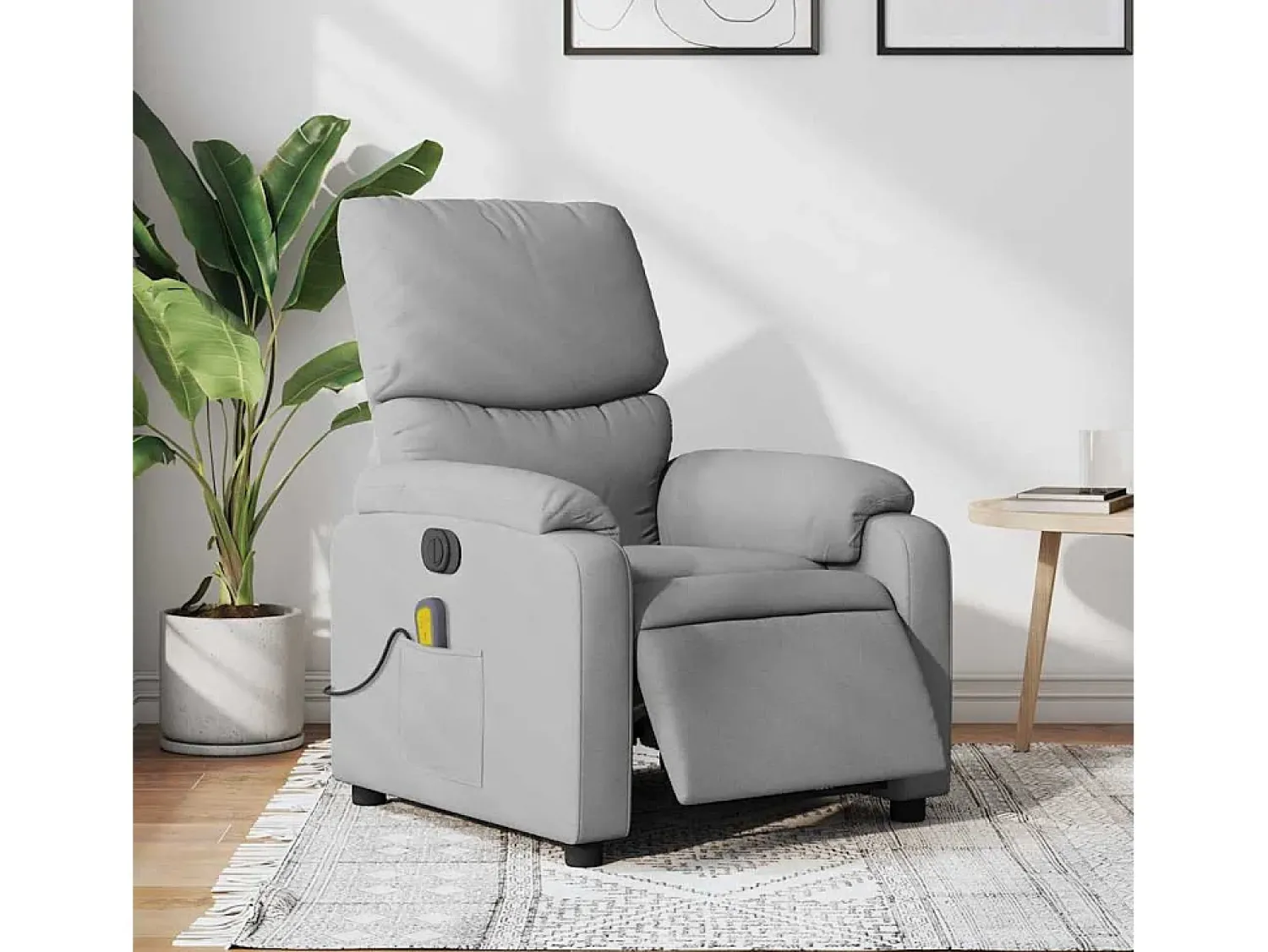 Poltrona de massagens reclinável elétrica tecido -claro SHL919485^ Poltrona