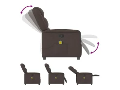 Best vidaxl Poltrona de massagens reclinável tecido -escuro Castanho