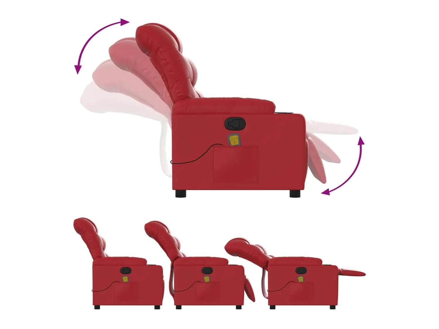 Poltrona* Poltrona de massagens reclinável couro artificial SHL808707 Vermelho