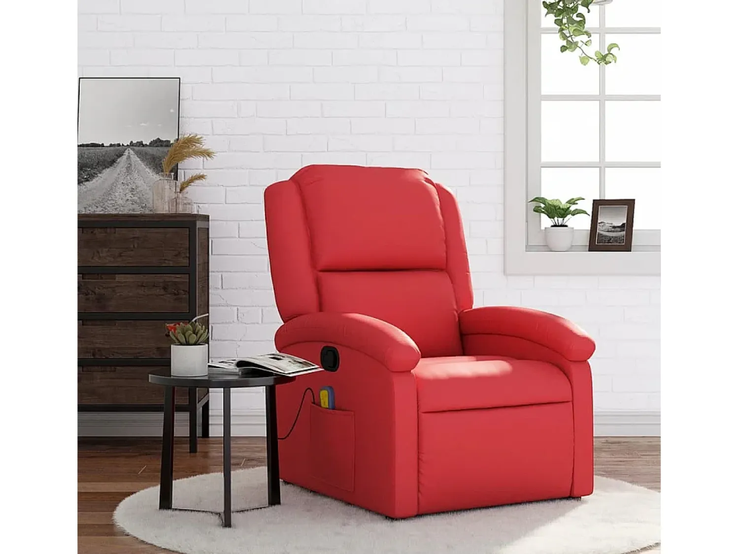 Poltrona* Poltrona de massagens reclinável couro artificial SHL580330 Vermelho
