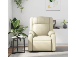 Best Poltrona de massagens reclinável couro artificial cor SHL851040 Creme