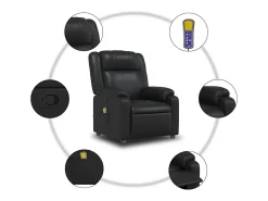 Online vidaxl Poltrona de massagens reclinável couro artificial Preto