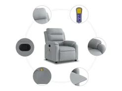 Hot Poltrona de massagens reclinável tecido -claro SHL740415 Cinzento