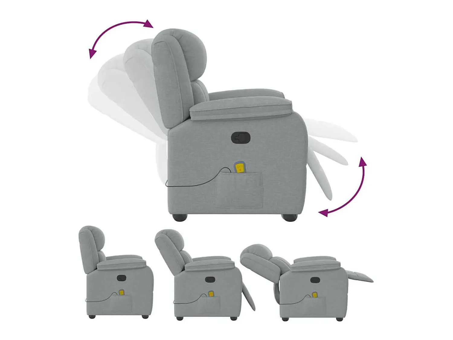 Poltrona|vidaxl Poltrona de massagens reclinável tecido -claro Cinzento