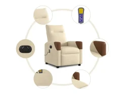 Outlet Poltrona de massagens reclinável elétrica tecido SHL7217 Creme