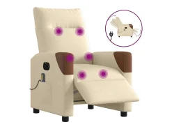 Outlet Poltrona de massagens reclinável elétrica tecido SHL7217 Creme