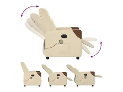 Outlet Poltrona de massagens reclinável elétrica tecido SHL7217 Creme