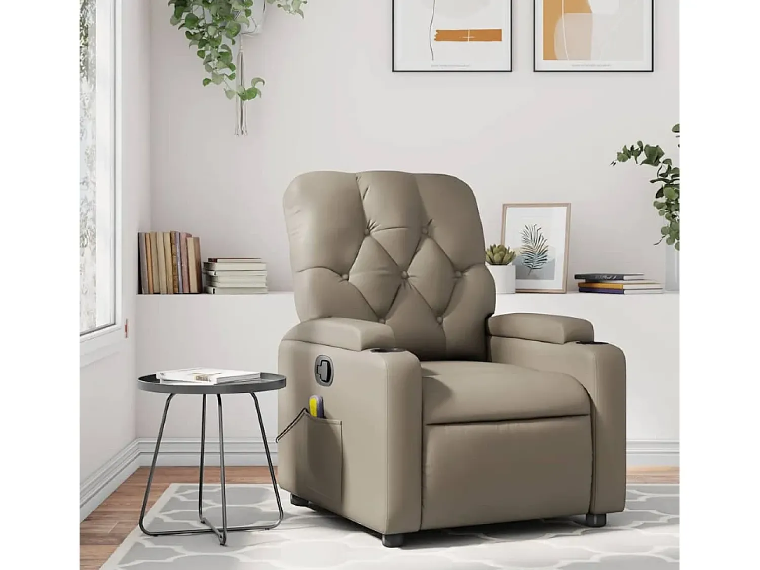 New Poltrona de massagens reclinável couro artificial cappuccino SHL83609 Castanho