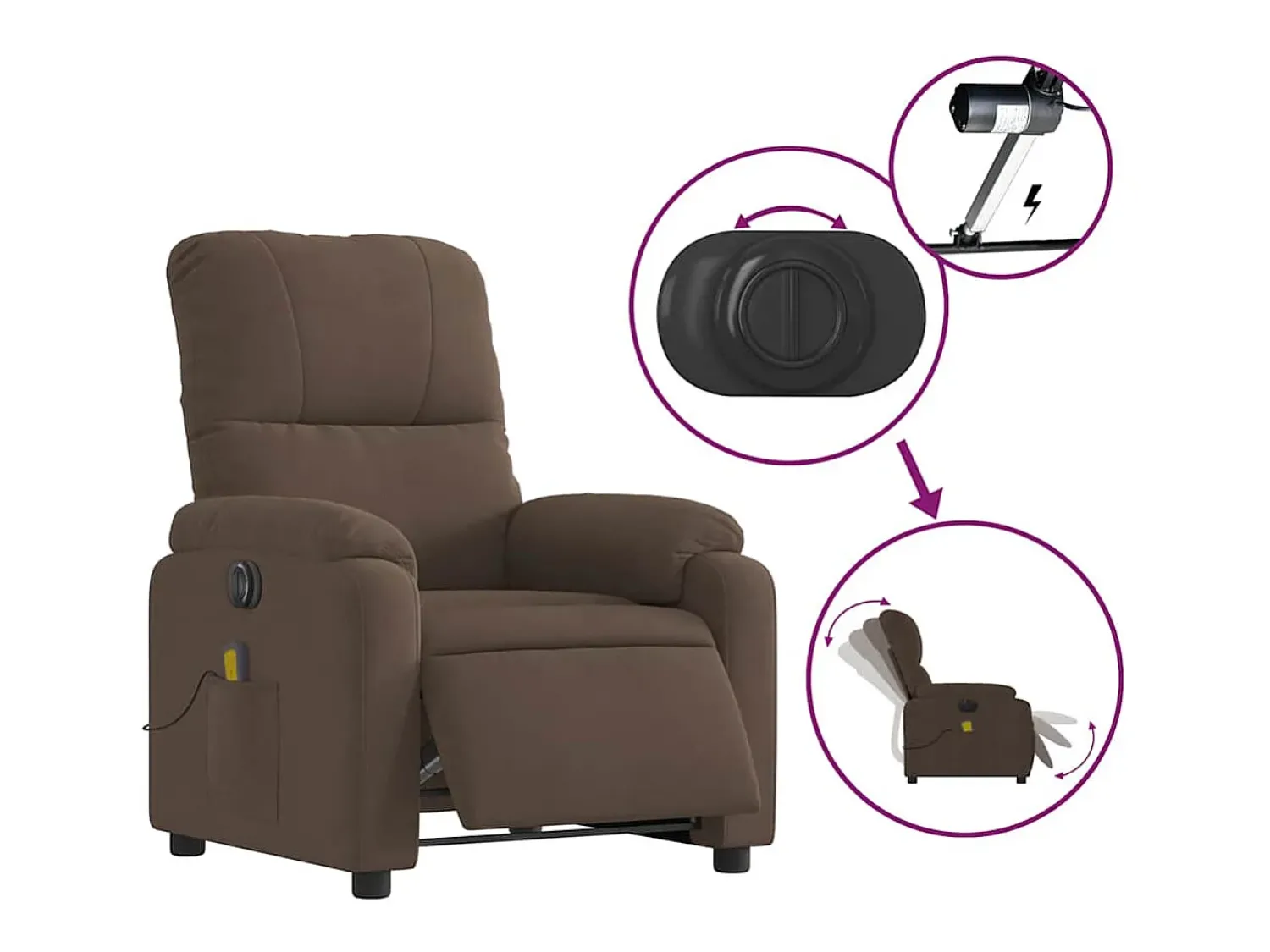 Poltrona de massagens reclinável elétrica microfibra SHL366497^ Poltrona
