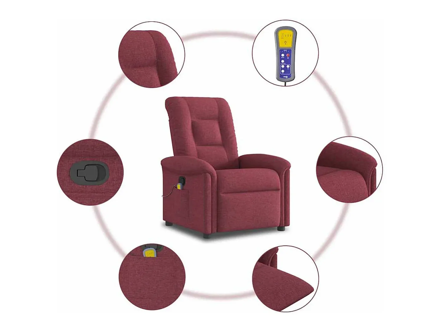 Poltrona* Poltrona de massagens reclinável tecido tinto SHL948130 Vermelho