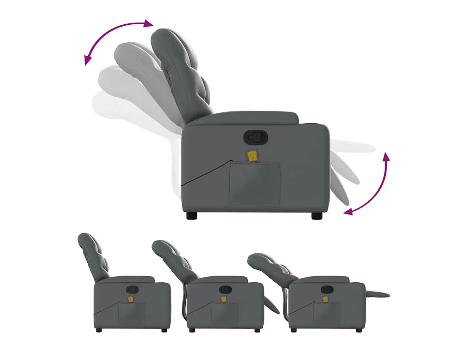 Poltrona| Poltrona de massagens reclinável couro artificial SHL20407 Cinzento