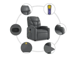 Poltrona| Poltrona de massagens reclinável couro artificial SHL20407 Cinzento