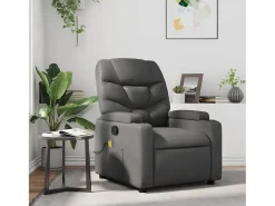 Poltrona| Poltrona de massagens reclinável couro artificial SHL20407 Cinzento
