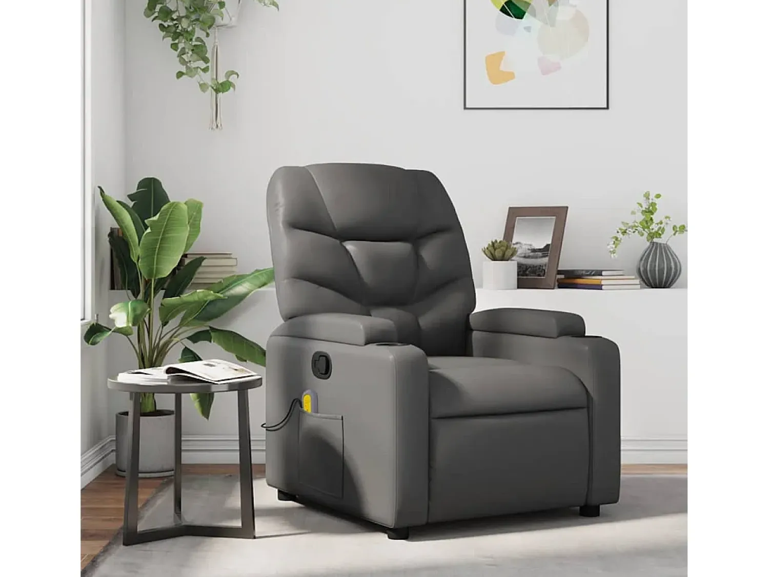 Poltrona| Poltrona de massagens reclinável couro artificial SHL20407 Cinzento