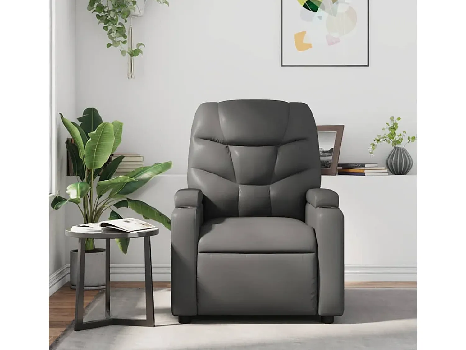 Poltrona| Poltrona de massagens reclinável couro artificial SHL20407 Cinzento