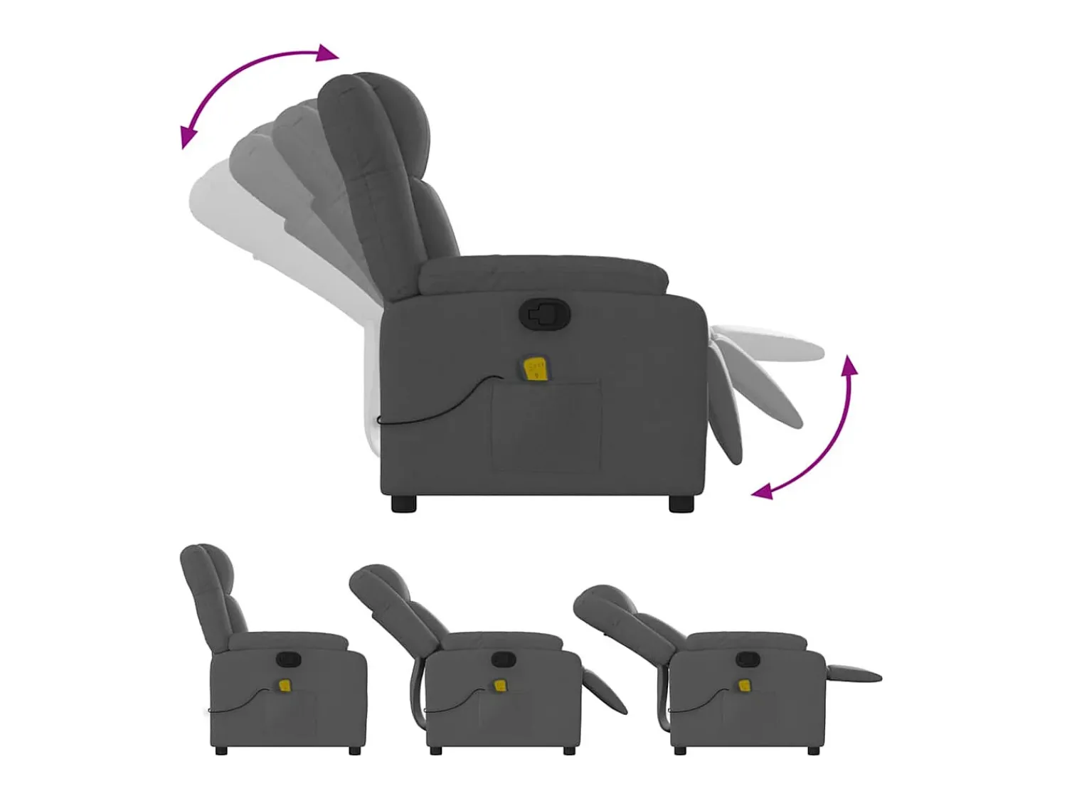 Poltrona|vidaxl Poltrona de massagens reclinável tecido -escuro Cinzento