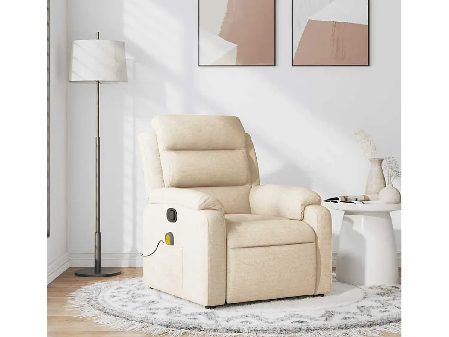 Poltrona| Poltrona de massagens reclinável tecido cor SHL553285 Creme