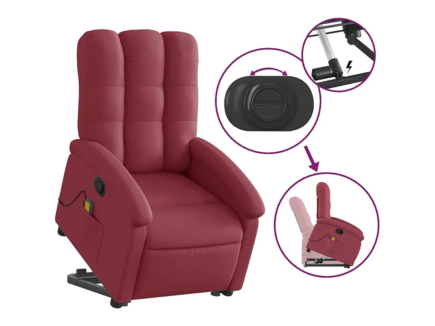 Poltrona| Poltrona de massagens reclin. elevatória tecido tinto SHL992427 Vermelho