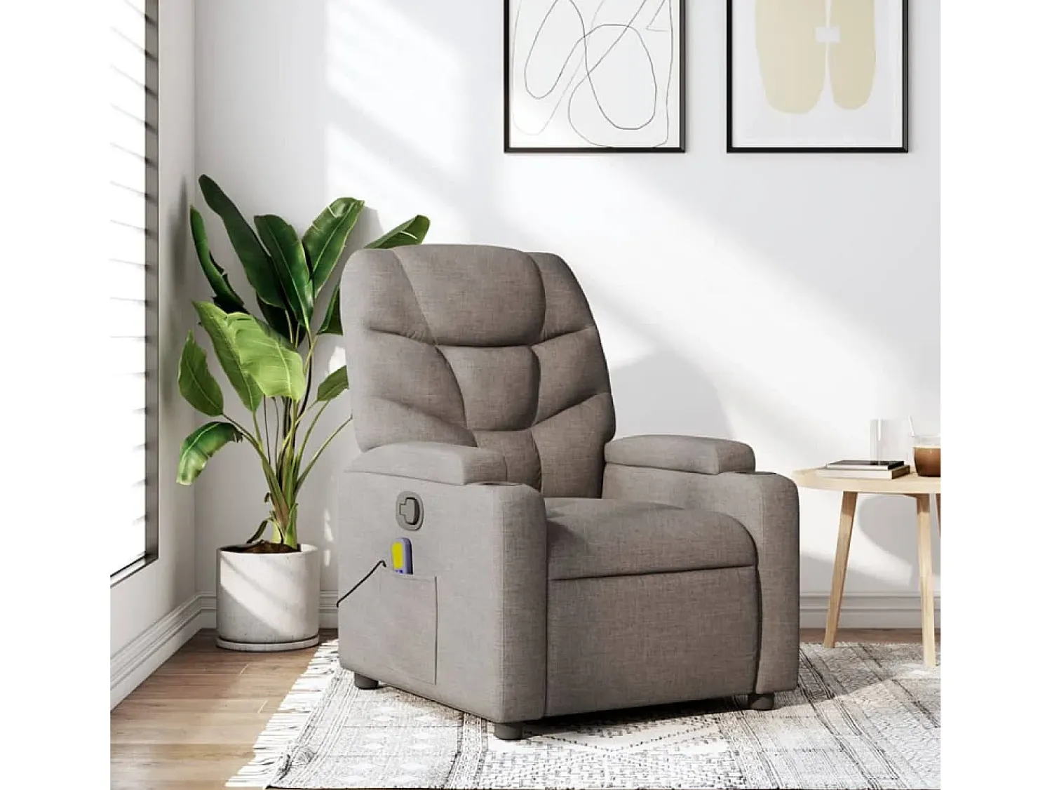 Poltrona de massagens reclinável tecido cinzento-acastanhado SHL514697^ Poltrona
