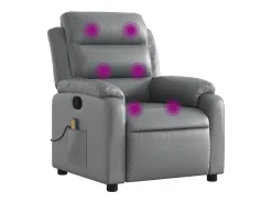 Poltrona| Poltrona de massagens reclinável couro artificial PT365490 Cinzento