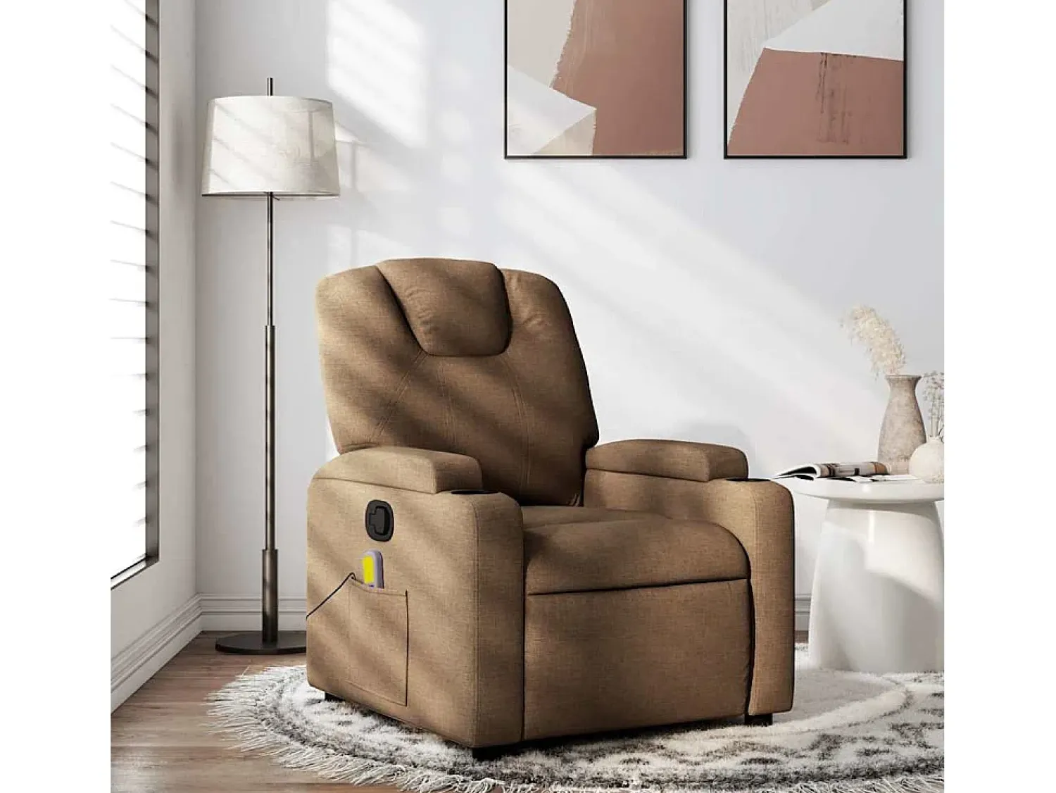 Poltrona* Poltrona de massagens reclinável tecido SHL16370 Castanho