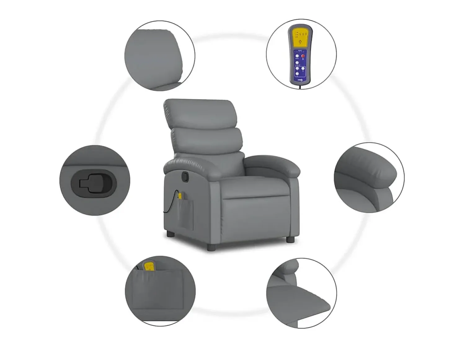 vidaxl Poltrona de massagens reclinável couro artificial^ Poltrona