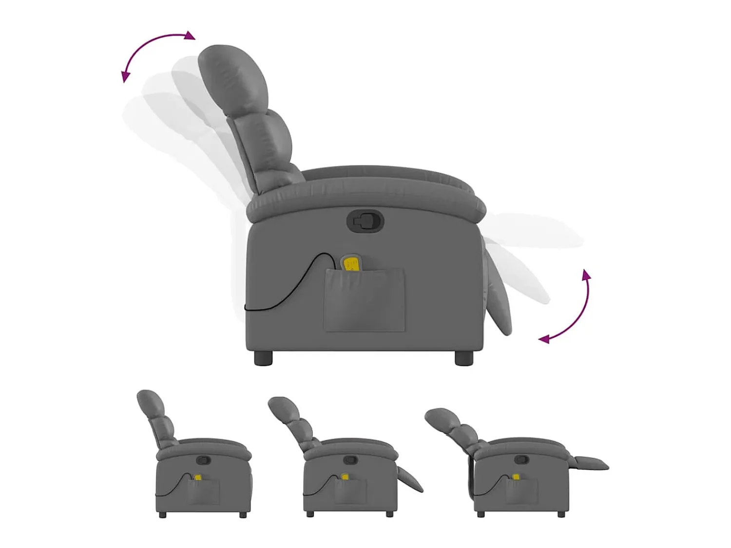 vidaxl Poltrona de massagens reclinável couro artificial^ Poltrona