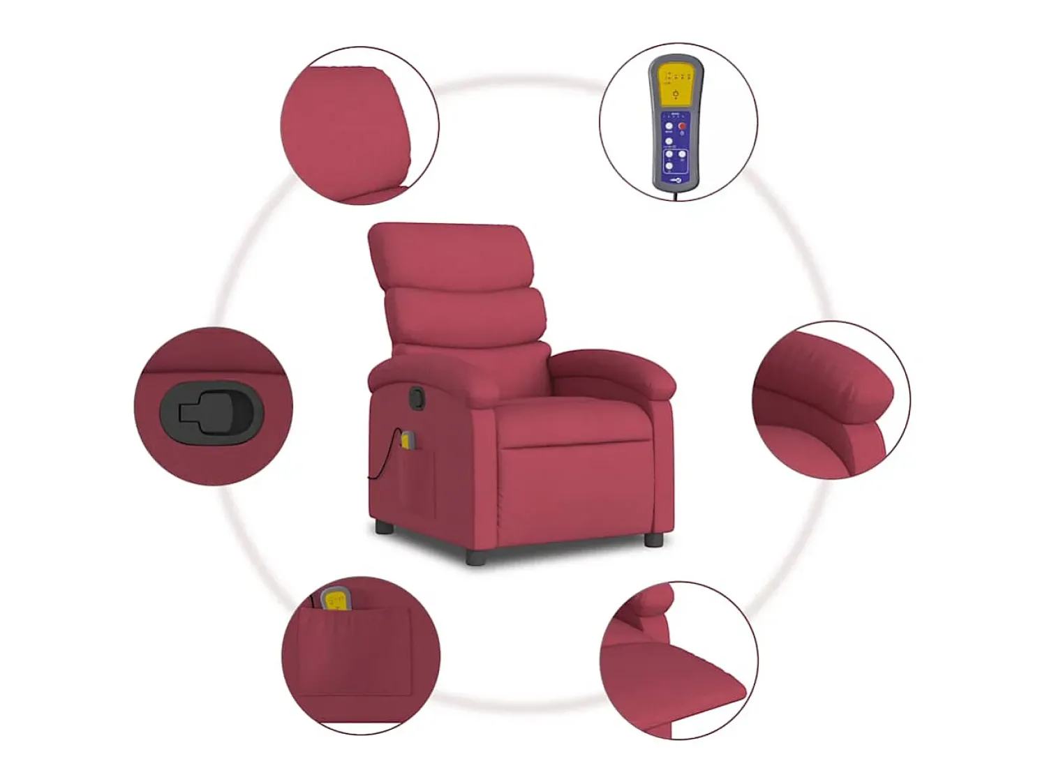 Poltrona de massagens reclinável tecido tinto SHL773987^ Poltrona