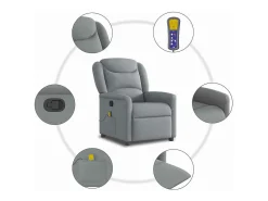 Poltrona*vidaxl Poltrona de massagens reclinável tecido -claro Cinzento