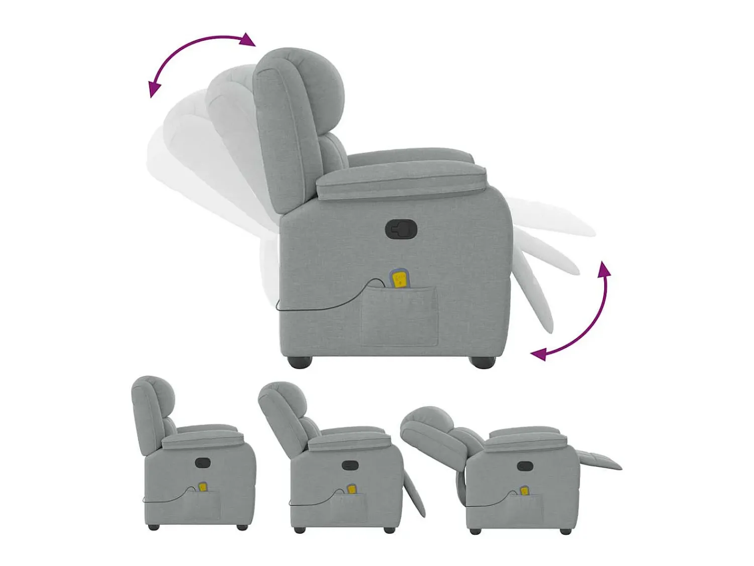 Poltrona* Poltrona de massagens reclinável tecido -claro SHL430608 Cinzento