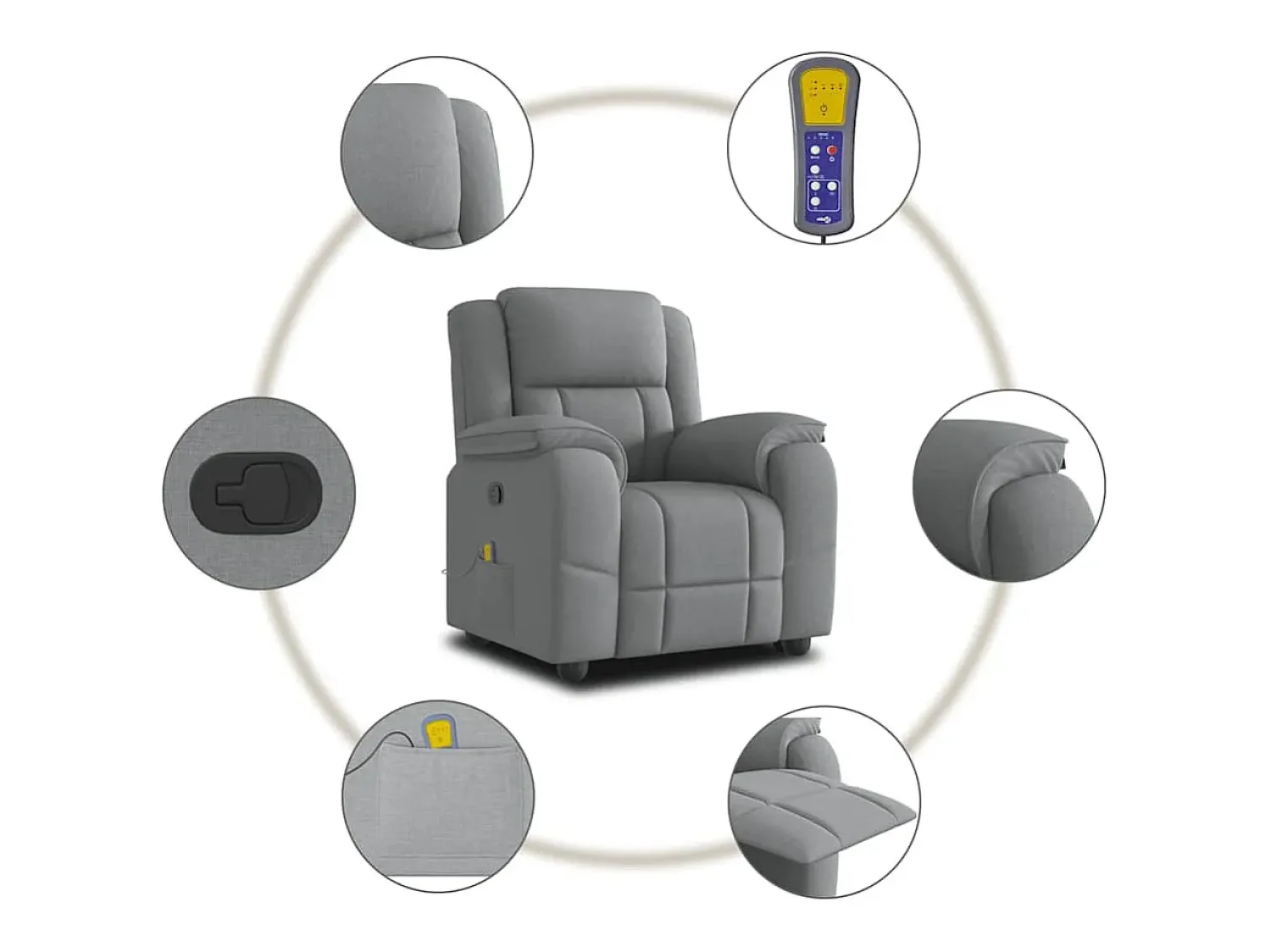 Poltrona* Poltrona de massagens reclinável tecido -claro SHL430608 Cinzento