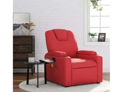 Poltrona de massagens reclinável couro artificial SHL693596 Vermelho